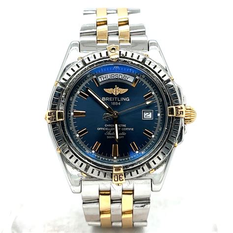 breitling headwind blue dial b45355 ss and 18kt gold